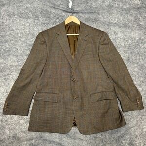 Claudio Morelli Blazer Mens 42 S Brown Blue Check Wool Blend Jacket Sport Coat